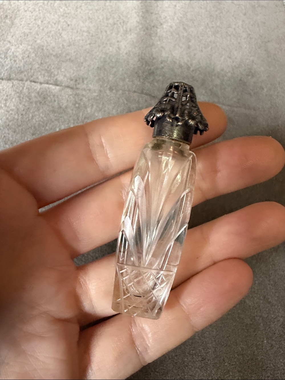Vintage Sterling and Cut Glass Perfume Bottle